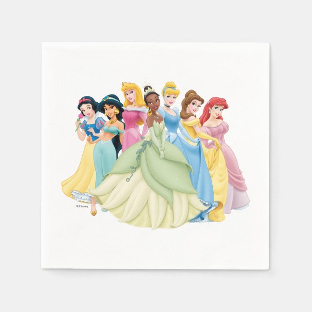 Serviette En Papier Princesse Disney | Aurora, Tiana, Cendrillon Centr (Devant)