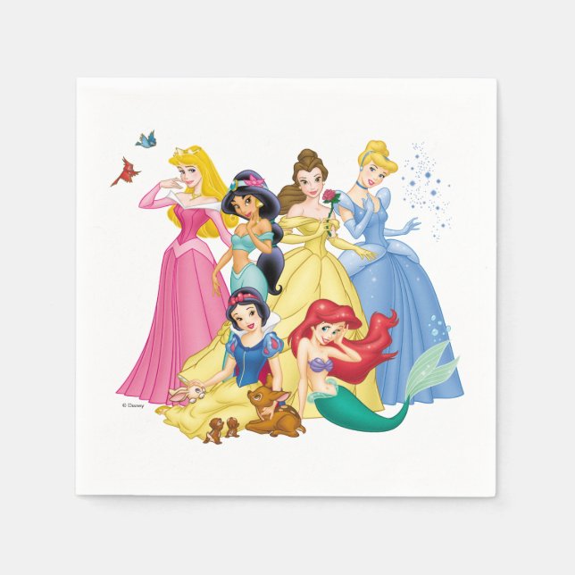 Serviette En Papier Princesse Disney | Oiseaux et animaux (Devant)