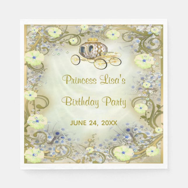 Serviette En Papier Princesse Florale Jaune enchantée Anniversaire (Devant)