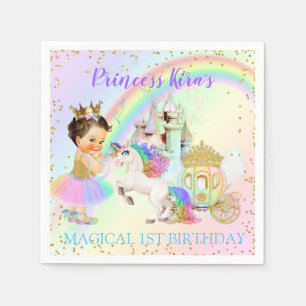 Serviette En Papier Princesse Licorne Carrosse Château Arc-en-ciel Mag
