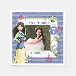 Serviette En Papier Princesse Mulan Aquarelle Frappe Anniversaire