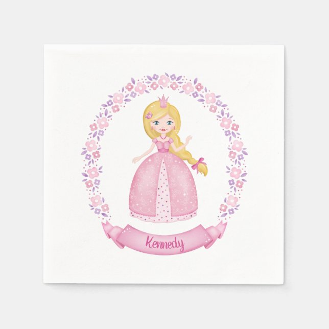 Serviette En Papier Princesse Rose mignon Personnalisé (Devant)
