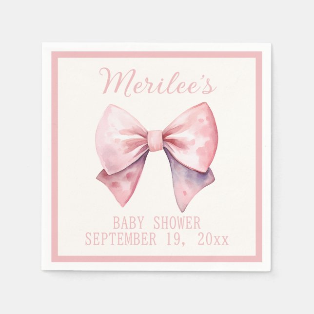 Serviette En Papier Princesse rose ours Bow Baby Girl Baby shower (Devant)