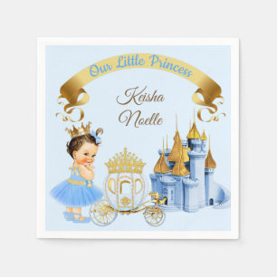 Serviette En Papier Princesse Royale Château Carrosse Bleu Or Fille