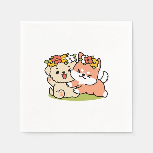 Serviette En Papier Printemps dans la laideur - Illustration de chien  (Devant)