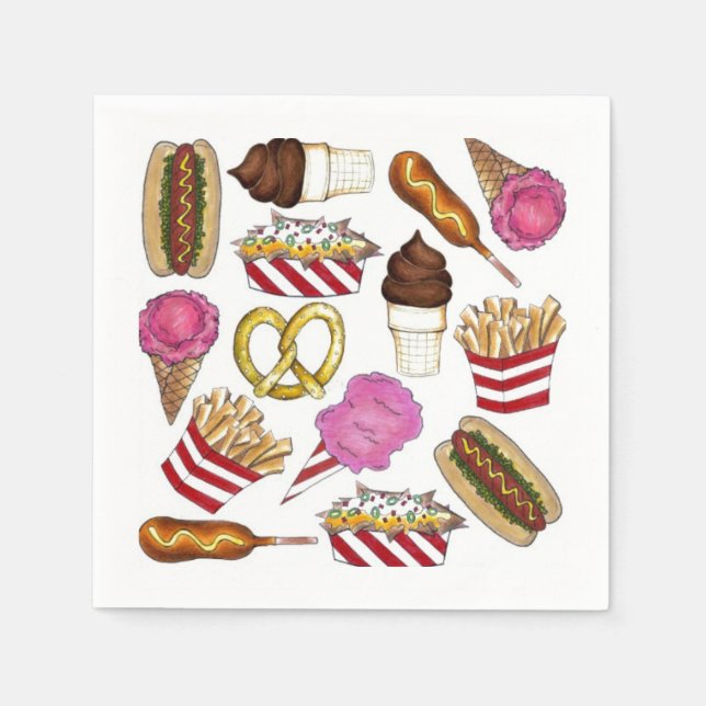 Serviette En Papier Printemps Fair Carnival Festival Aliments Corndog  (Devant)