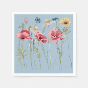 Serviette En Papier Printemps fleurs d'été bleu