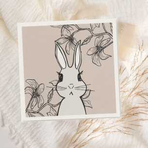Serviette En Papier Printemps Floral Bunny Beige