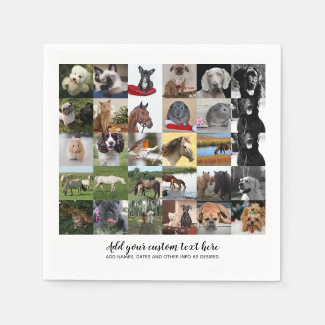 Serviette En Papier Prix les plus bas ! 35 x Collage de photos et text (Devant)