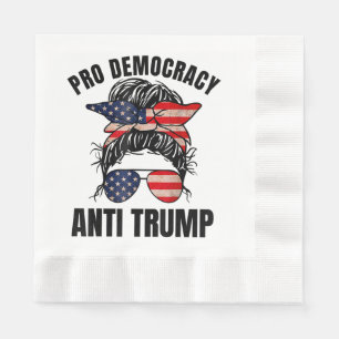 Serviette En Papier Pro Democracy - Anti Trump Messy Bun drapeau améri