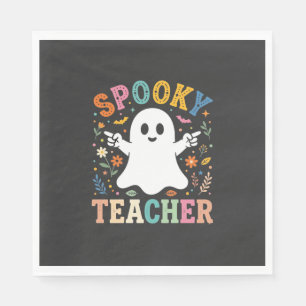 Serviette En Papier Prof Enseignant Fantôme Mignon Halloween Design_1