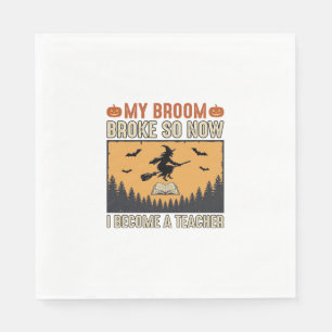 Serviette En Papier Professeur d'Halloween Balai Cassa Conception Vint