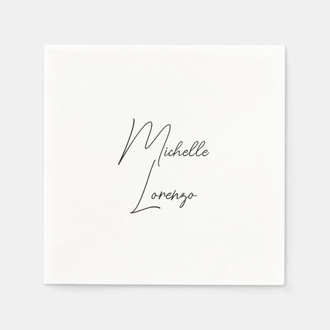 Serviette En Papier Professionnel Moderne Simple Noir & Blanc (Devant)