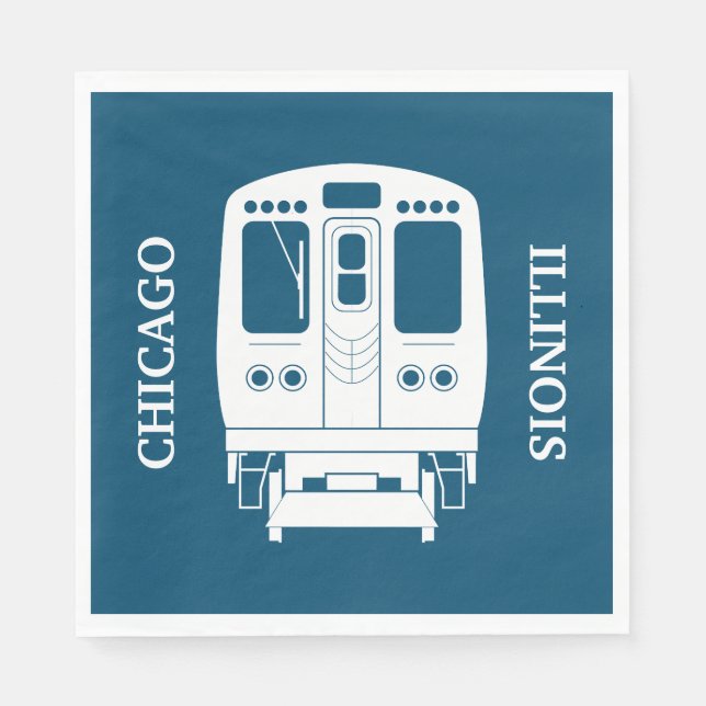 Serviette En Papier Profil de White Chicago "L" sur Blue Arrière - pla (Devant)