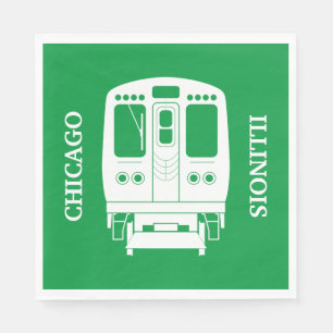 Serviette En Papier Profil de White Chicago "L" sur Green Arrière - pl