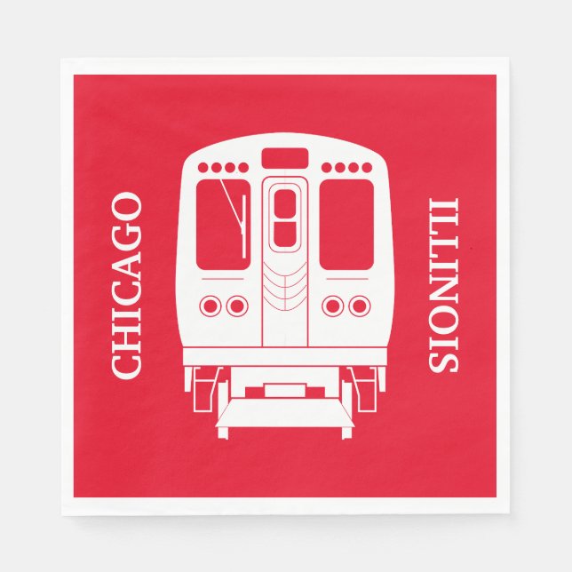 Serviette En Papier Profil de White Chicago "L" sur Red Arrière - plan (Devant)