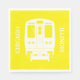 Serviette En Papier Profil de White Chicago "L" sur Yellow Arrière - p