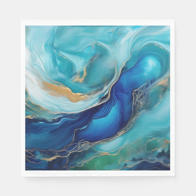 Serviette En Papier Profondeurs turquoises : Impressions Abstraites oc (Devant)