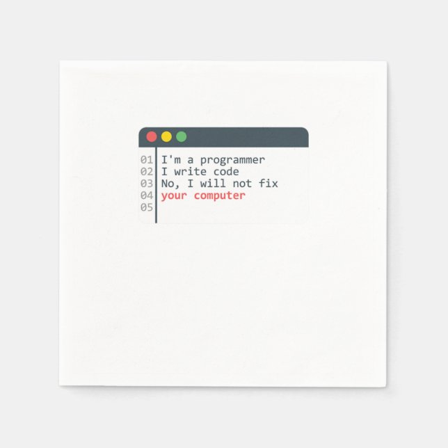Serviette En Papier Programmeur HTML Coder ordinateur Programmation (Devant)