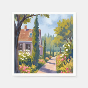 Serviette En Papier Promenade dans le jardin Peinture à l'huile chem
