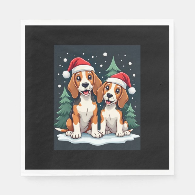 Serviette En Papier Propriétaire de chien de Noël beagle Pajama de Noë (Devant)