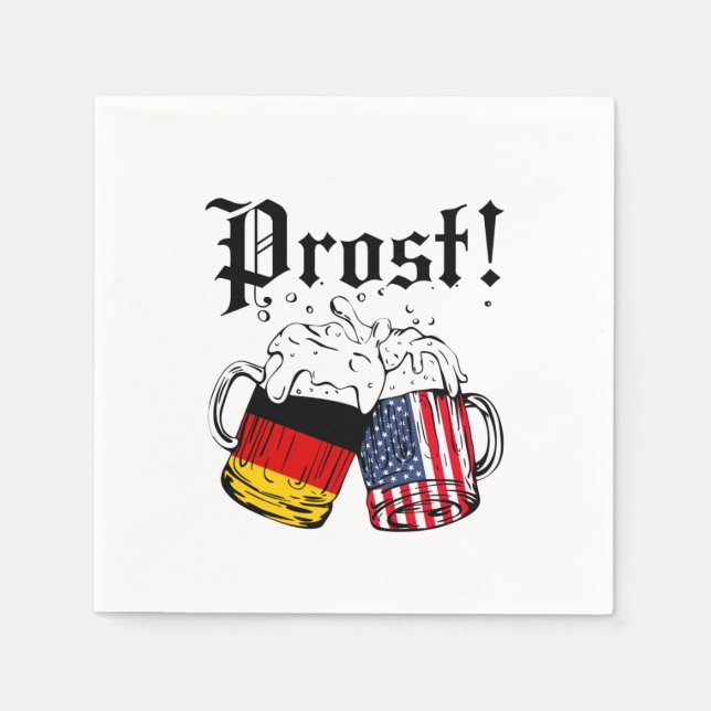 Serviette En Papier Prost Bière Allemande Drapeau Américain Oktoberfes (Devant)