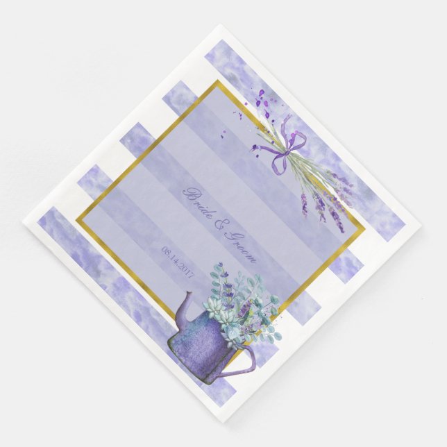 Serviette En Papier Provence Lavande Purple Fleur Mariage Floral (Coin)