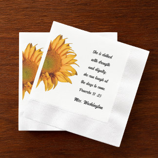 Serviette En Papier Proverbes 31:25 Grande Chrétienne Femme Tournesol