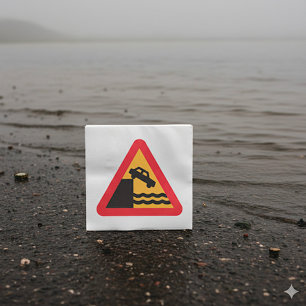 Serviette En Papier Prudence Eau Avant Route Panneau Papier