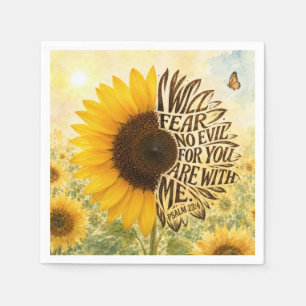 Serviette En Papier Psaume 23:4 Tournesol jaune 