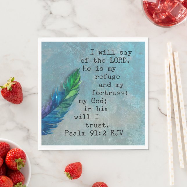 Serviette En Papier Psaume 91:2 KJV Bible Verse Papier serviettes (En situation)