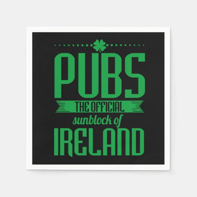 Serviette En Papier Pubs The Official Sunblock Of Ireland Clovers St P (Devant)