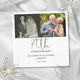 Serviette En Papier Puis maintenant 2 Photo 70e anniversaire de mariag