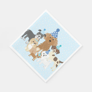 Serviette En Papier Puppy Party Blue Paper Plate for Kids Birthday 