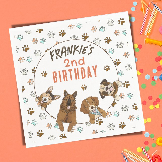 Serviette En Papier Puppy Paw-ty fête d'anniversaire (Puppy Party Napkins for Kid's Birthday or Dog's Birthday)
