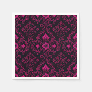 Serviette En Papier Purple and black gothic damask pattern