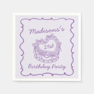 Serviette En Papier Purple Bow Retro Coquette gâteau Coquette Annivers
