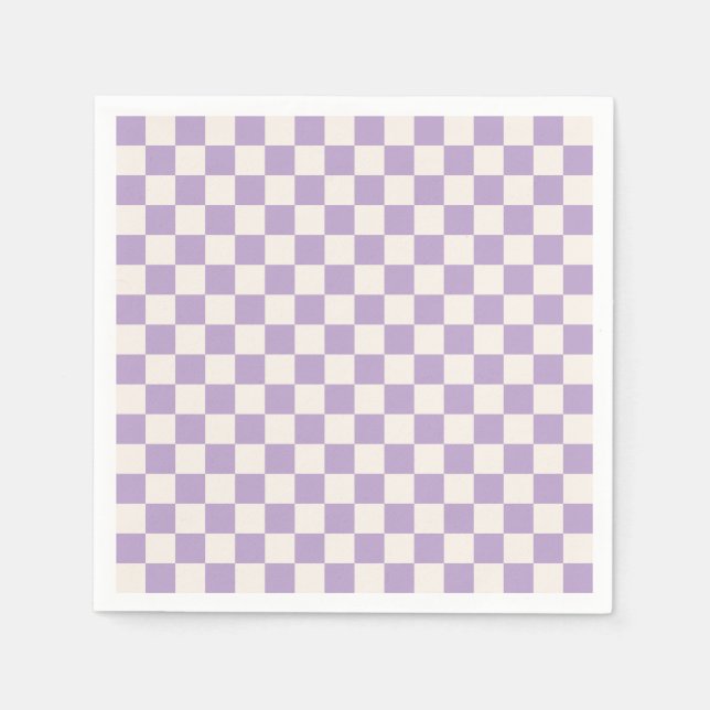 Serviette En Papier Purple Check, Checkerboard Pattern, Checkered (Devant)