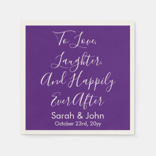 Serviette En Papier Purple Chic Personnalisé Script Mariage Réception