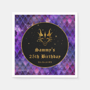 Serviette En Papier Purple Dragon Scales Gold Faux Parties scintillant