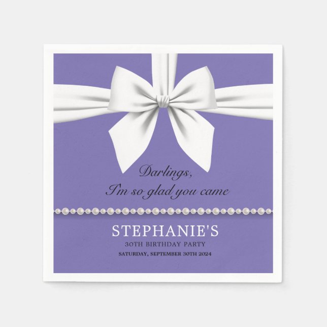 Serviette En Papier Purple Elegant Fancy Tiffany Anniversaire Vaissell (Devant)