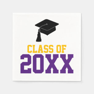Serviette En Papier Purple et Gold Classe de 2024 Graduation Party