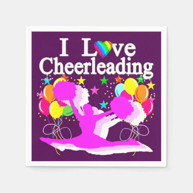 SERVIETTE EN PAPIER PURPLE ET ROSE CHEERLEADLEADES PAPIER NAPKINS (Devant)