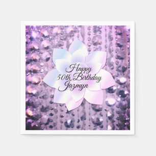 Serviette En Papier Purple et rose Élégant et perlé