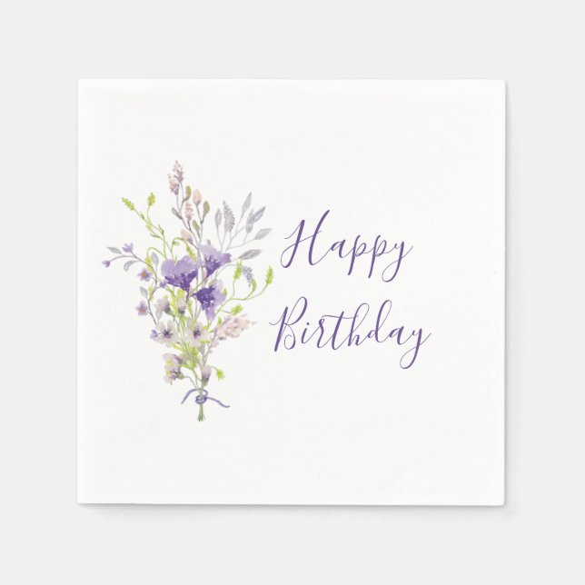 Serviette En Papier Purple floral spray custom (Devant)