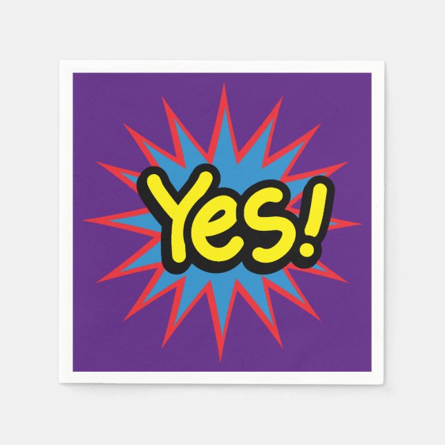 Serviette En Papier Purple Fun Pop Art Oui (Devant)