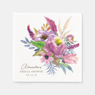Serviette En Papier Purple Garden Floral Minimaliste Douche personnali