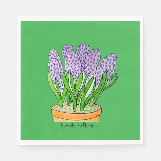 Serviette En Papier Purple Hyacinths a in Planter (Devant)