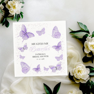 Serviette En Papier Purple Il Me Donne Des Papillons Baby Shower