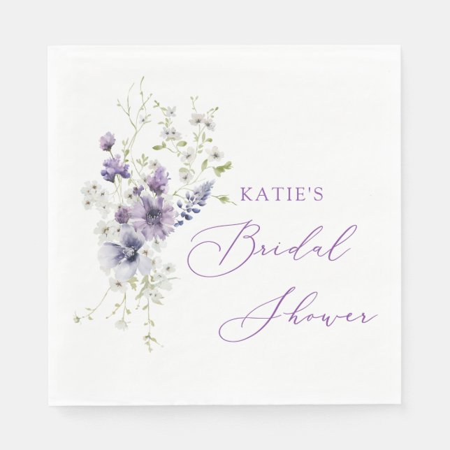Serviette En Papier Purple + Lavender Floral Party Napkins (Devant)